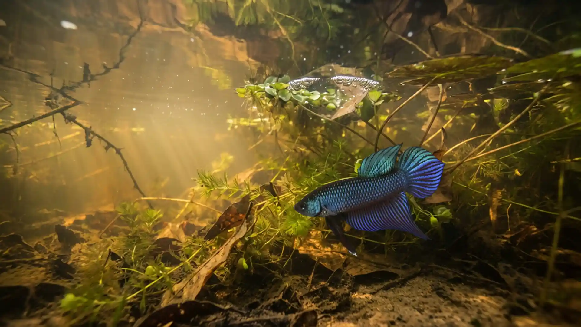 Betta smaragdina breeding pair courtship behavior