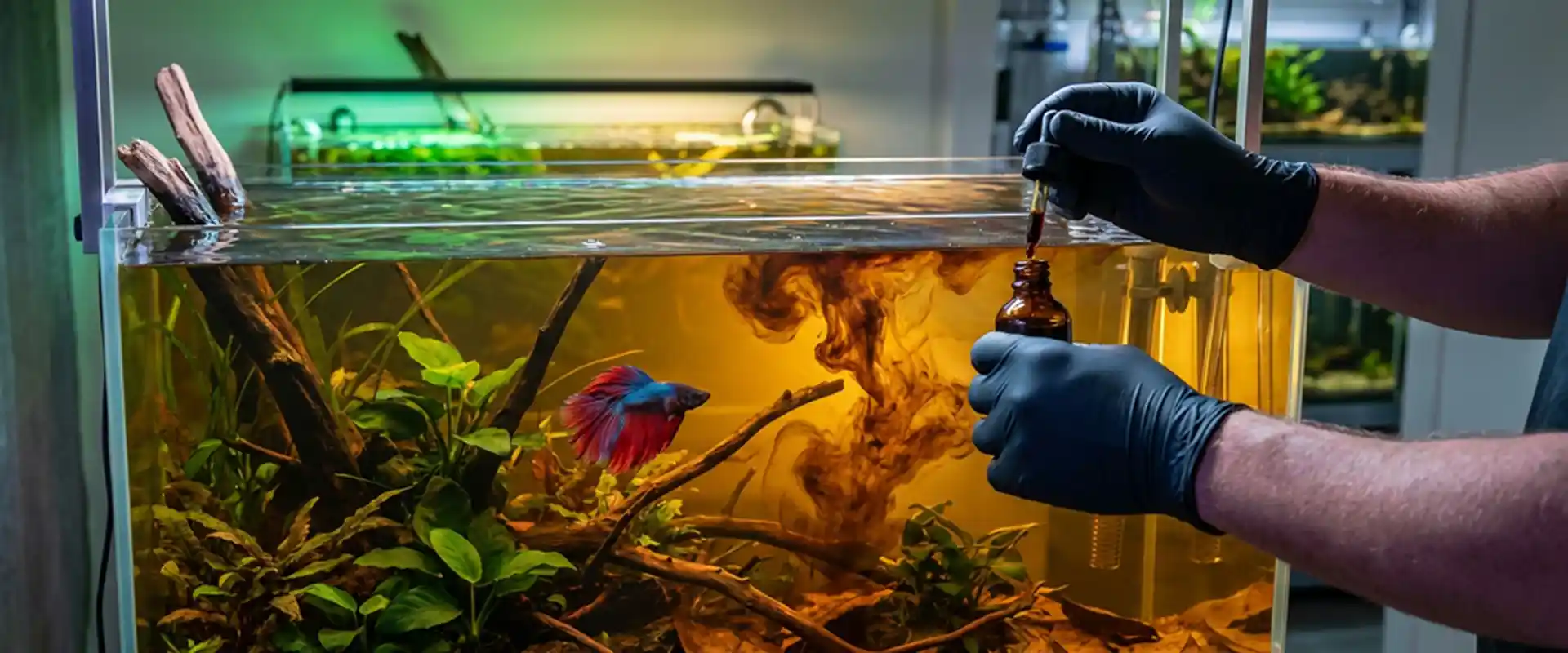 Adding catechu tannin extract to an aquarium Tannin extract added gradually to aquarium water